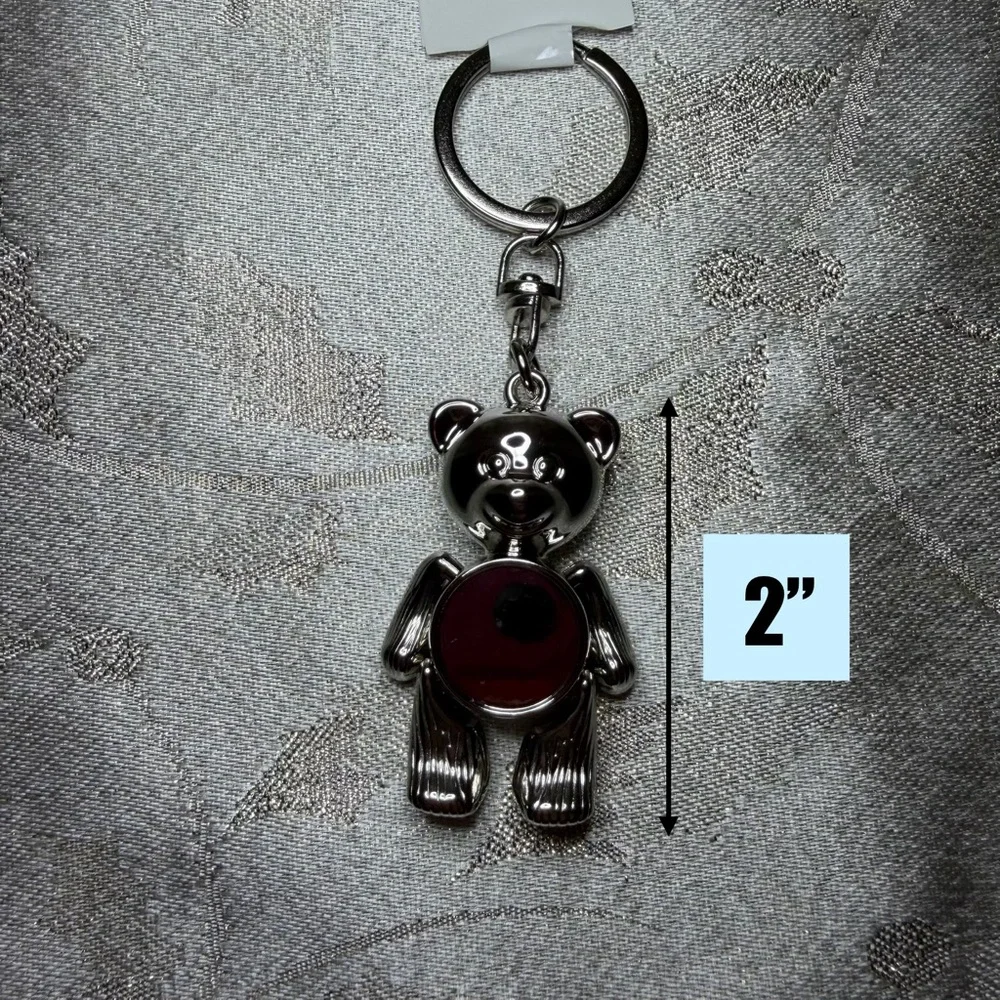 Dangling Silver Bear Keychain w Mirror belly + movable arms & legs New - Picture 5 of 5